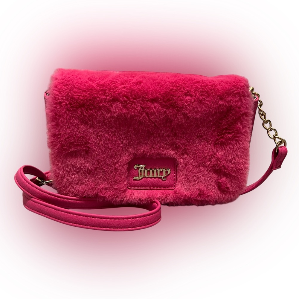 Juicy Couture hot pink fluffy flap bag